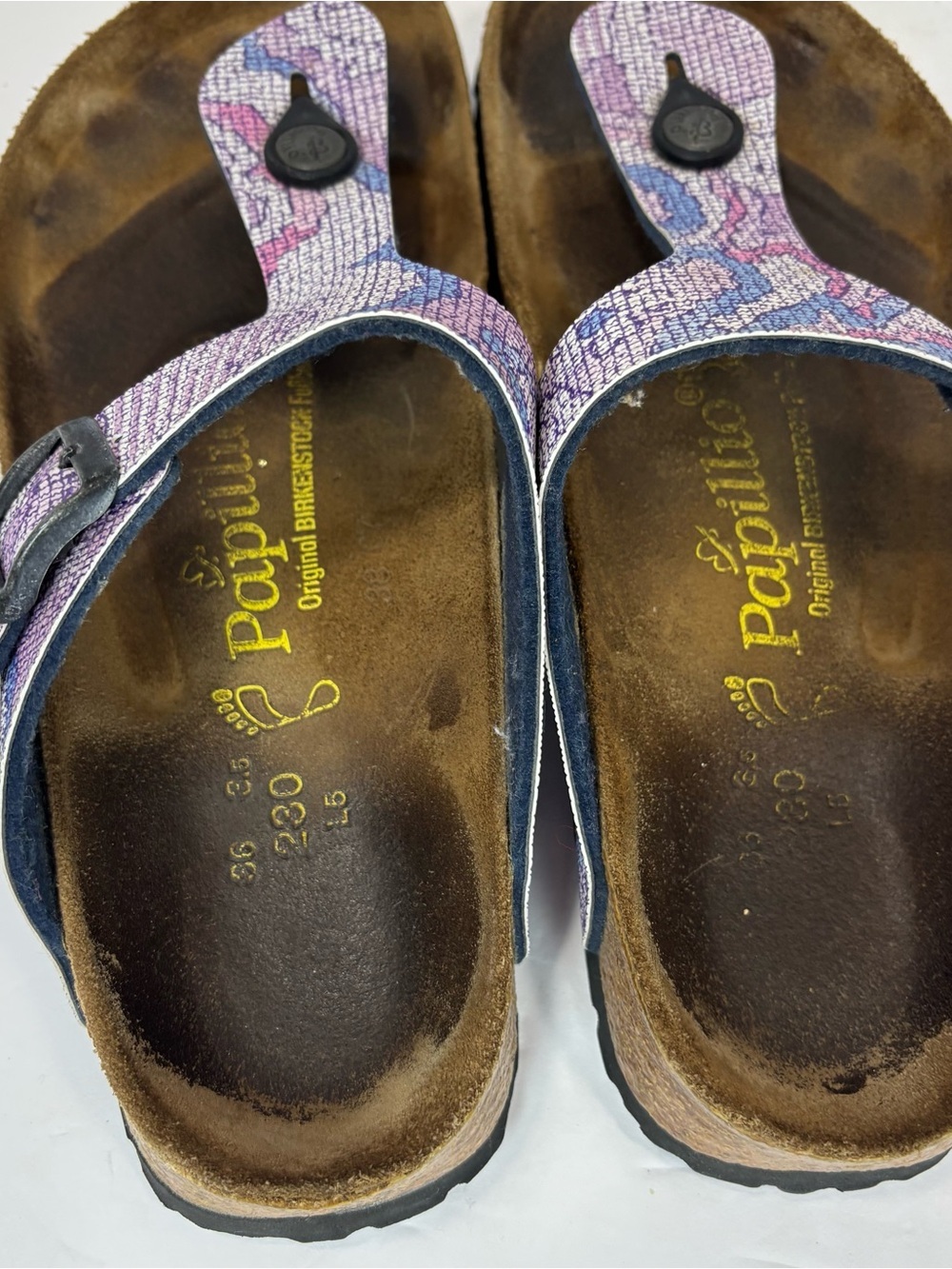 Birkenstock Papillio Gizeh Women's Size 5 Sandals Pink Purple Mosaic Boho Thong - Picture 7 of 8